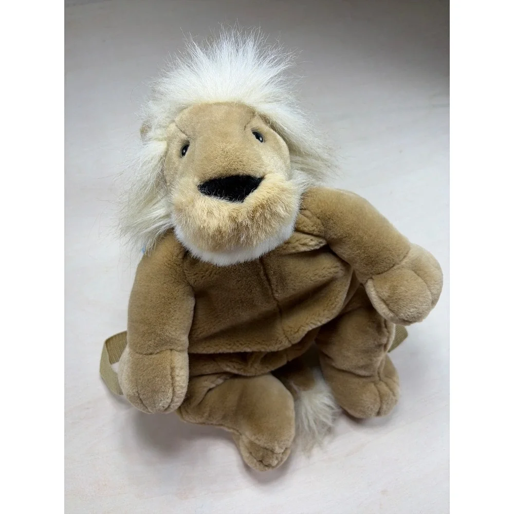 Mango Teddy Bear Co Lion Plush Backpack Vintage Tan White Mane 15 Inch Bag Rare